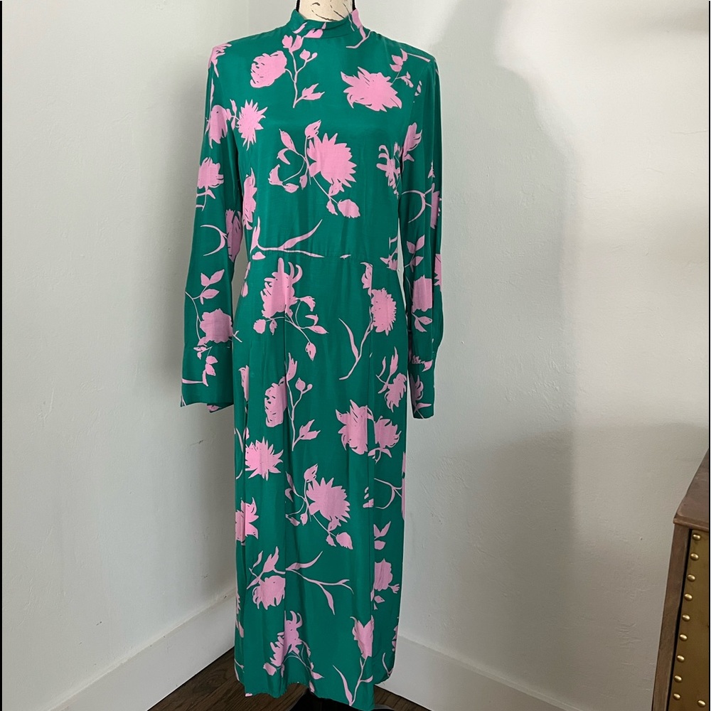 Zara long sleeve floral dress with side slit